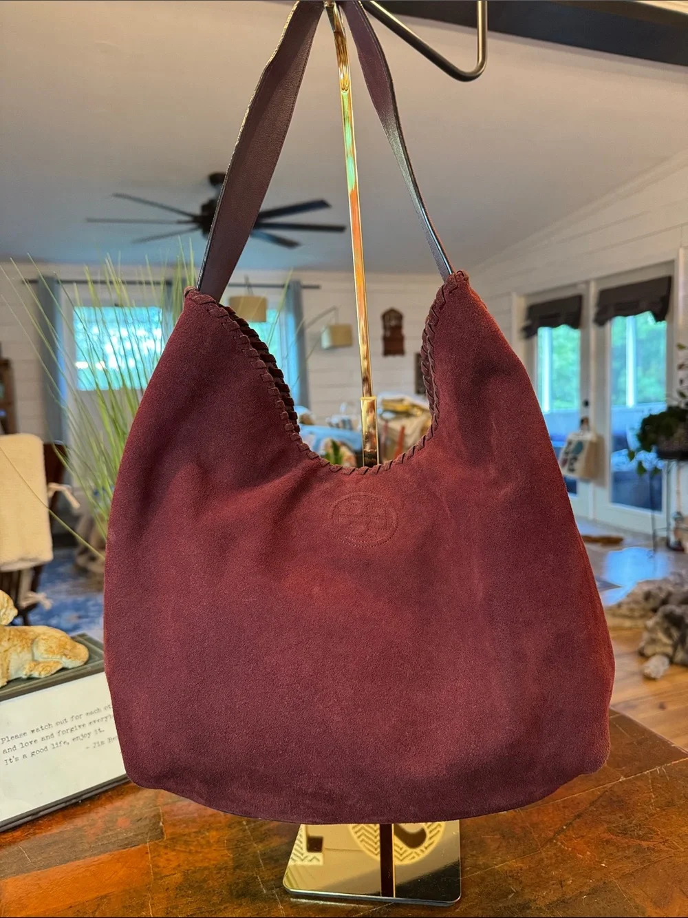 Tory Burch Merlot Suede Hobo Bag